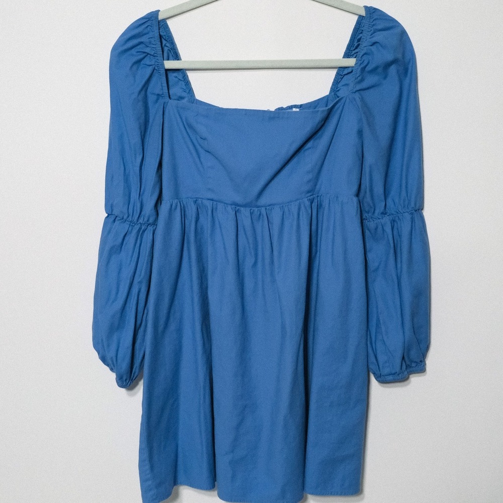 Reformation Michaela Cotton Square Neck Puff Sleeve Tiered Mini Dress 4 Flaw
